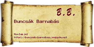 Buncsák Barnabás névjegykártya